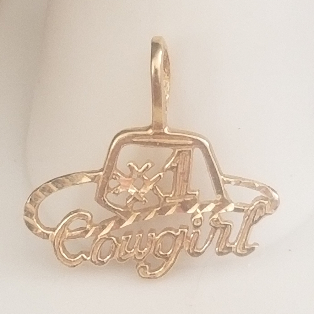 14K Gold #1 Cowboy Hat Pendant - Picture 4 of 8